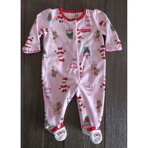 Child of Mine by Carter's 3-6 My 1st Christmas Pink Red Footed Sleeper Girls